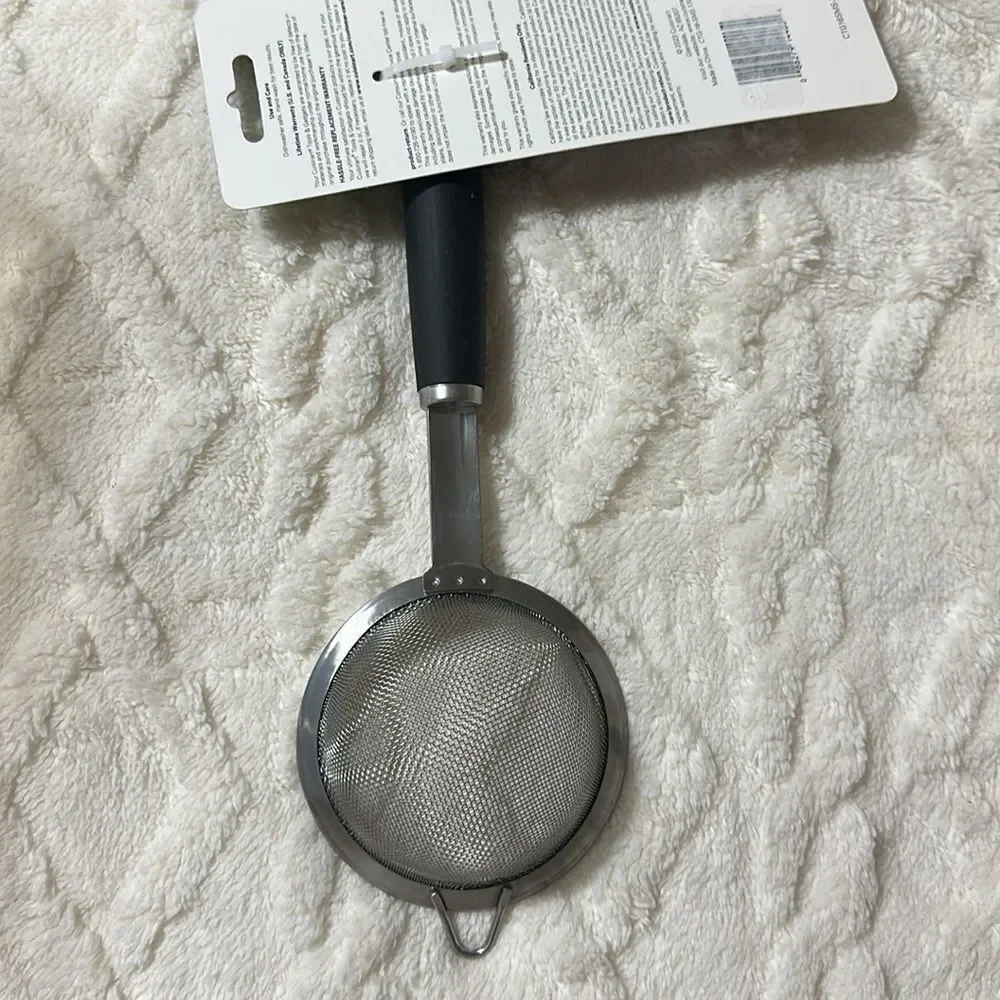 Cuisinart Small Durable Stainless Black Soft Grip Ergonomic Handle Strainer